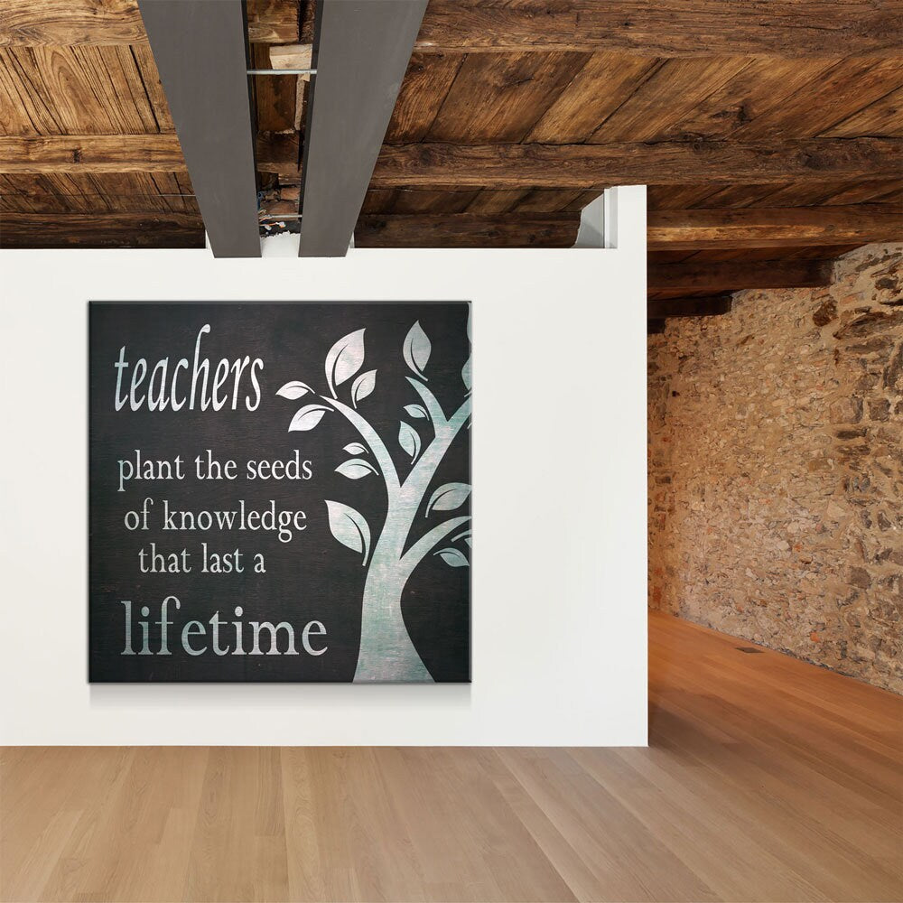 Teachers Decor, Teachers Plant The Seeds Of Knowledge That Last A Lifetime Canvas Wall Art, Teacher Gift, Classroom Decor, Classroom Art