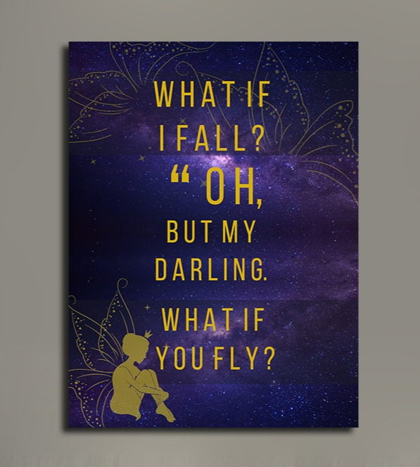 What If I Fall Oh But My Darling What If You Fly Canvas Wall Art, Kids Decor, Fairy Decor, Fairy Art, Nursery Decor, Erin Hanson Quote