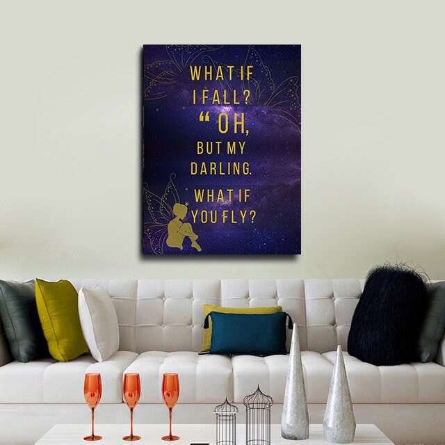 What If I Fall Oh But My Darling What If You Fly Canvas Wall Art, Kids Decor, Fairy Decor, Fairy Art, Nursery Decor, Erin Hanson Quote