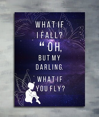 What If I Fall Oh But My Darling What If You Fly Canvas Wall Art, Kids Decor, Fairy Decor, Fairy Art, Nursery Decor, Erin Hanson Quote