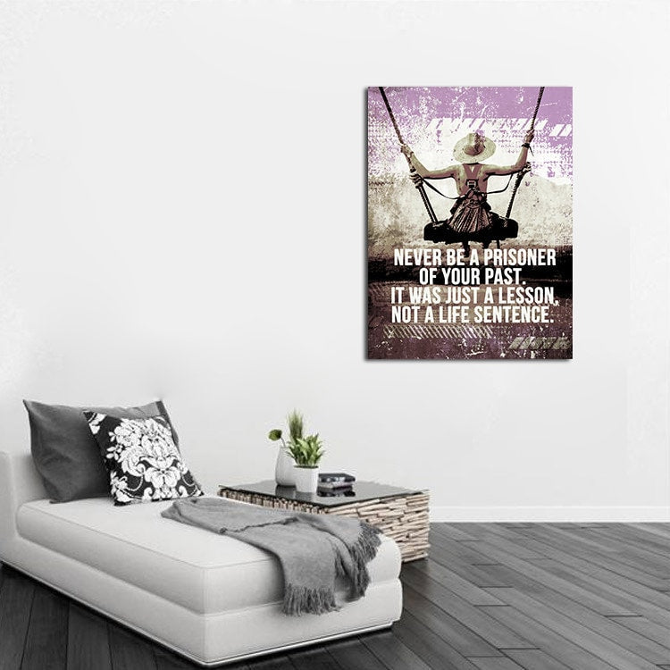 Never Be A Prisoner Of Your Past Canvas Wall Art, Motivational Decor, Office Decor, Success Quotes, Motivational Quotes