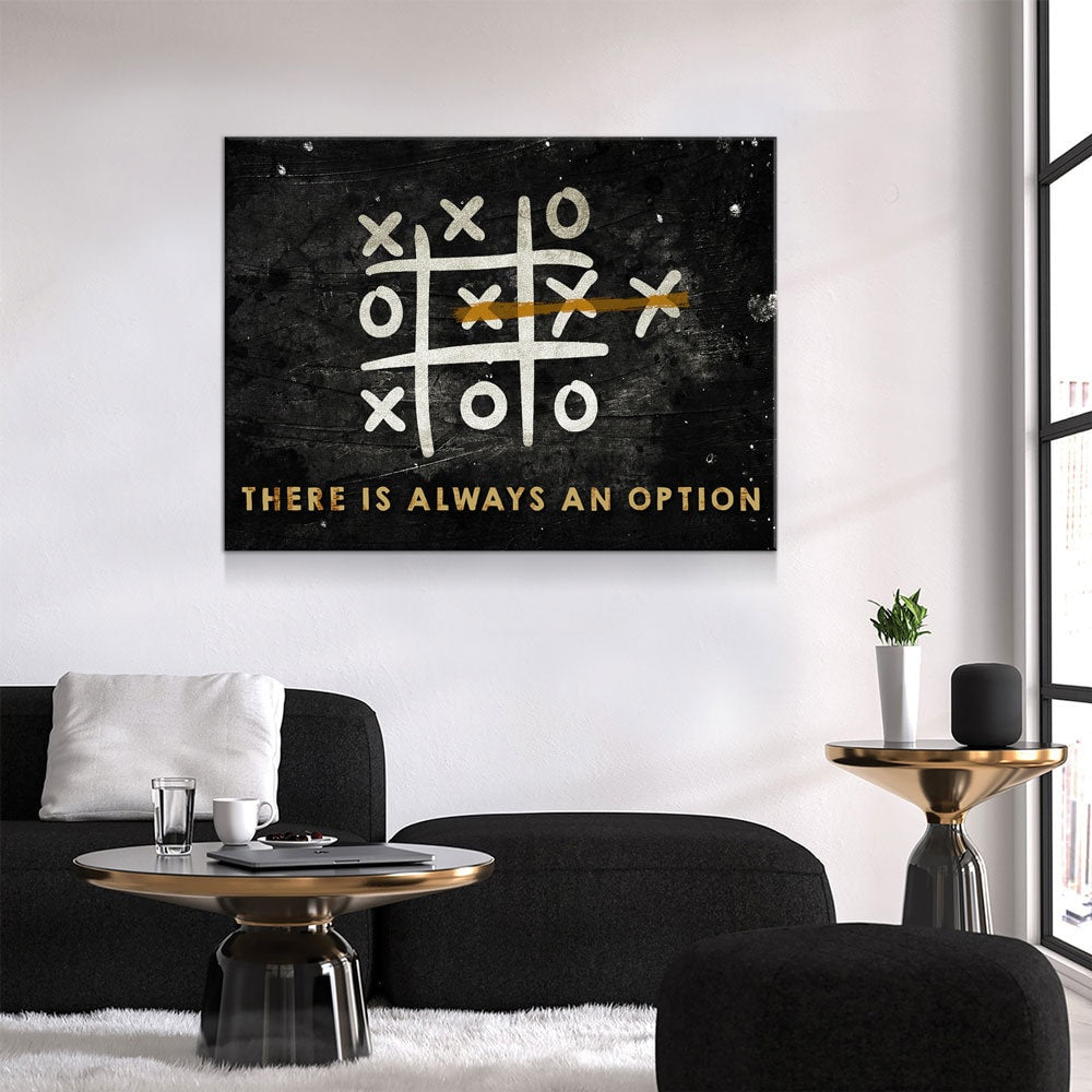There Is Always An Option Canvas Wall Art, Think Outside The Box, Tic Tac Toe, Motivational Quote, Motivational Decor, Office Art