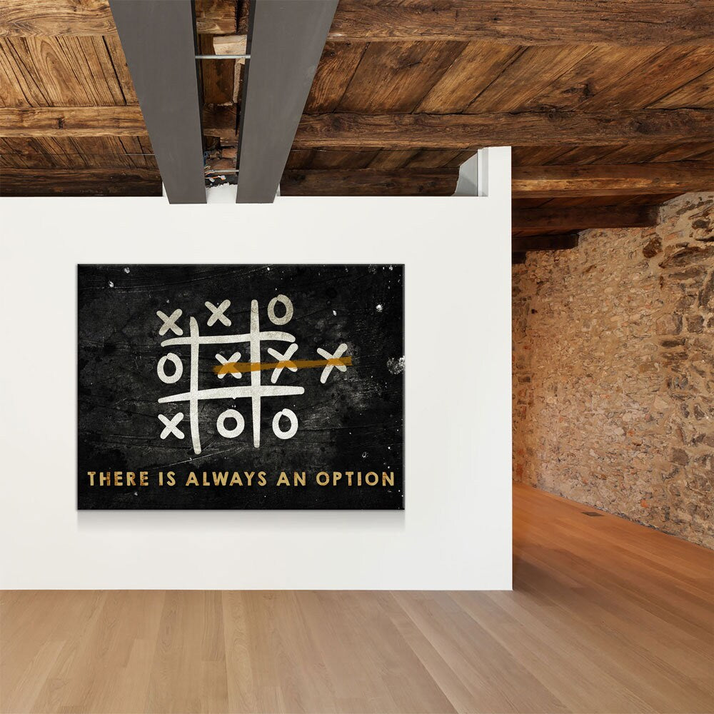 There Is Always An Option Canvas Wall Art, Think Outside The Box, Tic Tac Toe, Motivational Quote, Motivational Decor, Office Art