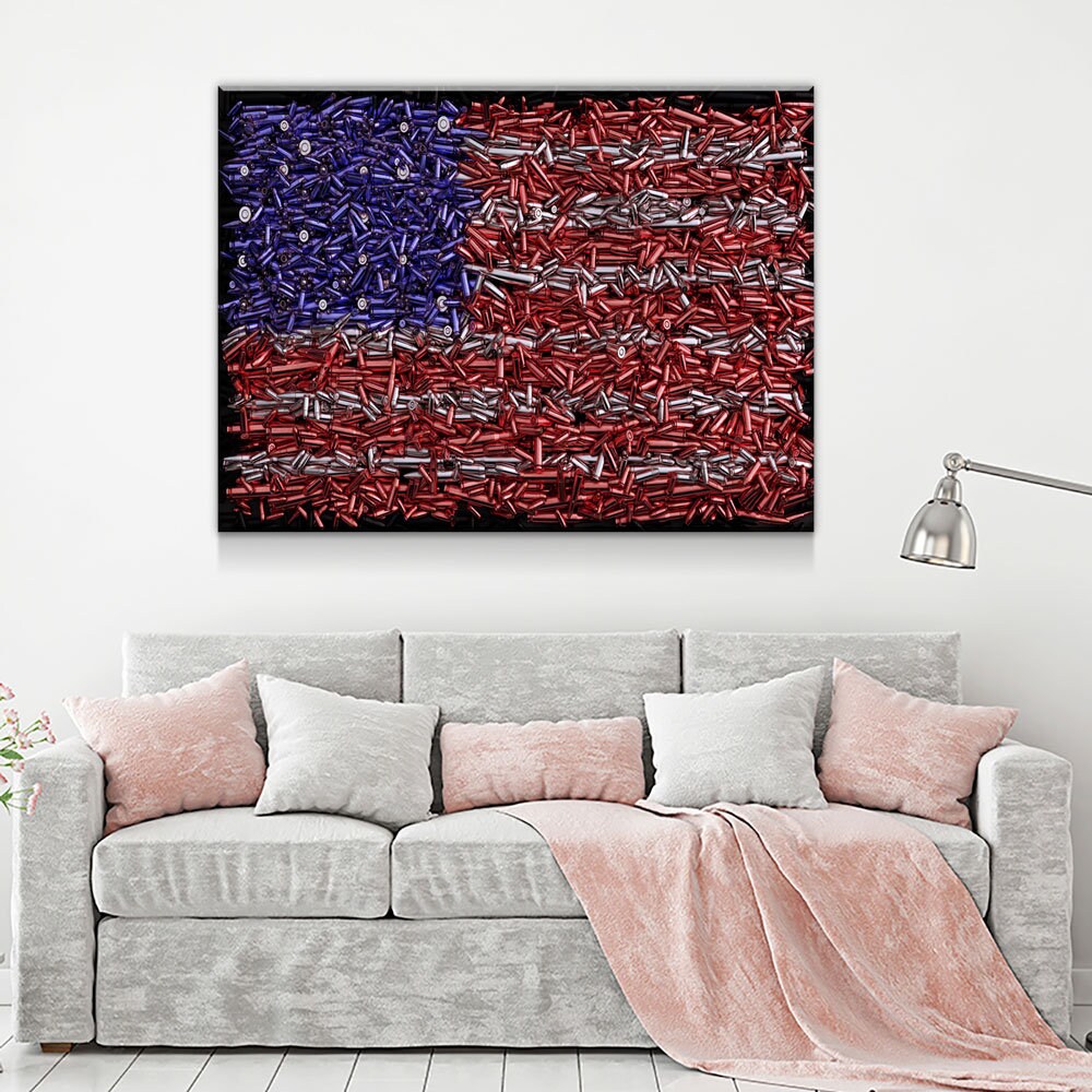 USA Bullet Flag Canvas Wall Art Print, USA Flag, Military, Veterans, 2nd Amendment, Right To Keep And Bear Arms