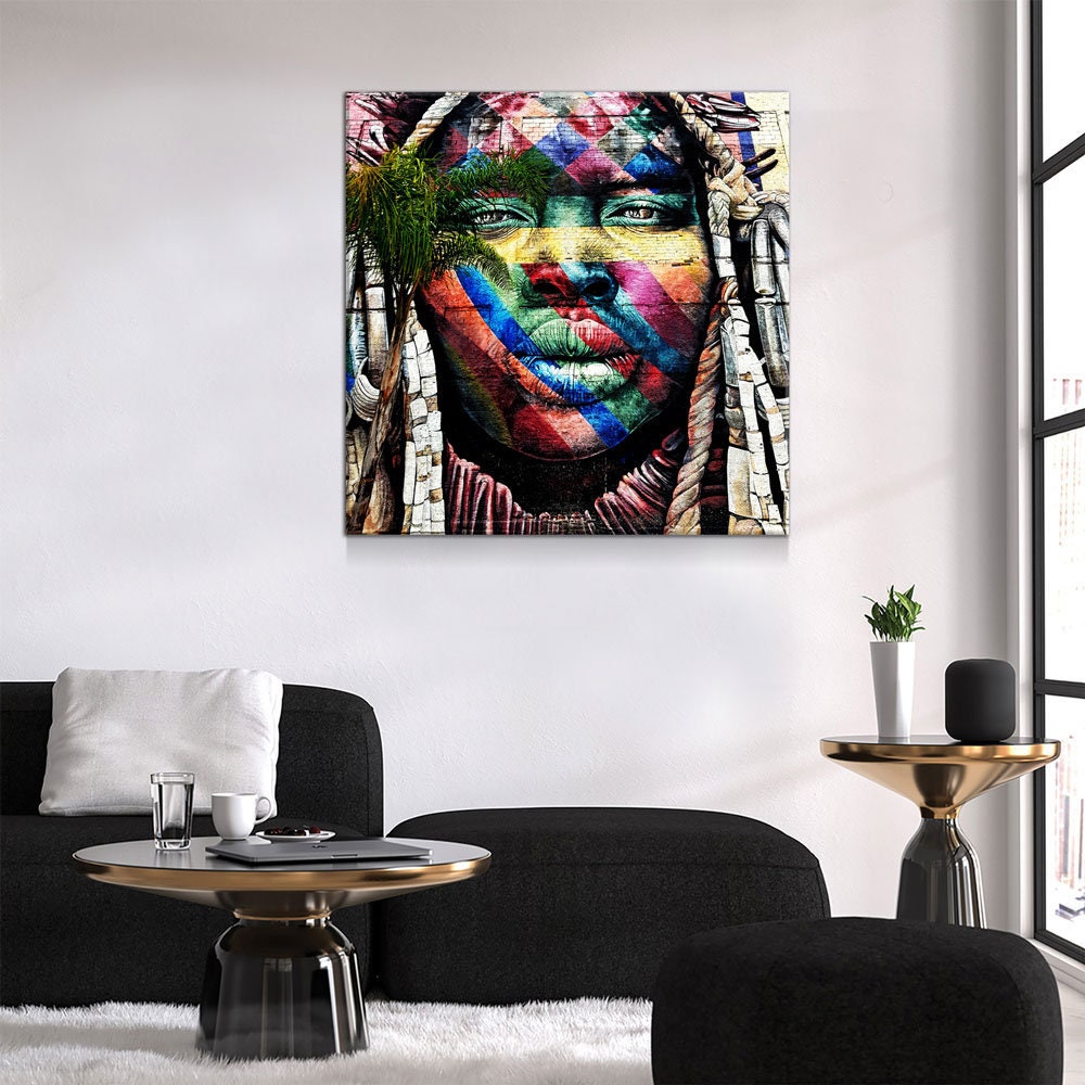 Rio de Janeiro Graffiti Street Art, Canvas Wall Art, African Wall Decor, Rio de Janeiro Art, Brazil Decor, African Woman Art, Ethnic Art
