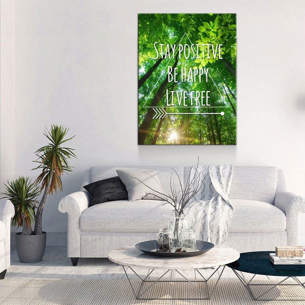Stay Positive Be Happy Live Free Canvas Wall Art, Motivational Decor, Inspirational Decor, Office Decor, Dorm Room Decor