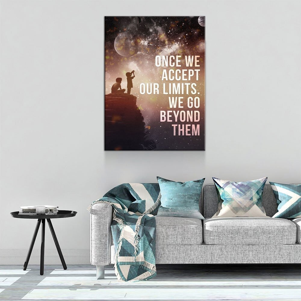 Once We Accept Our Limits, We Go Beyond Them Canvas Wall Art, Motivational Decor, Inspirational Decor