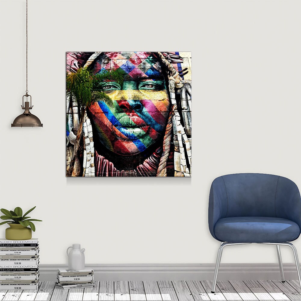 Rio de Janeiro Graffiti Street Art, Canvas Wall Art, African Wall Decor, Rio de Janeiro Art, Brazil Decor, African Woman Art, Ethnic Art