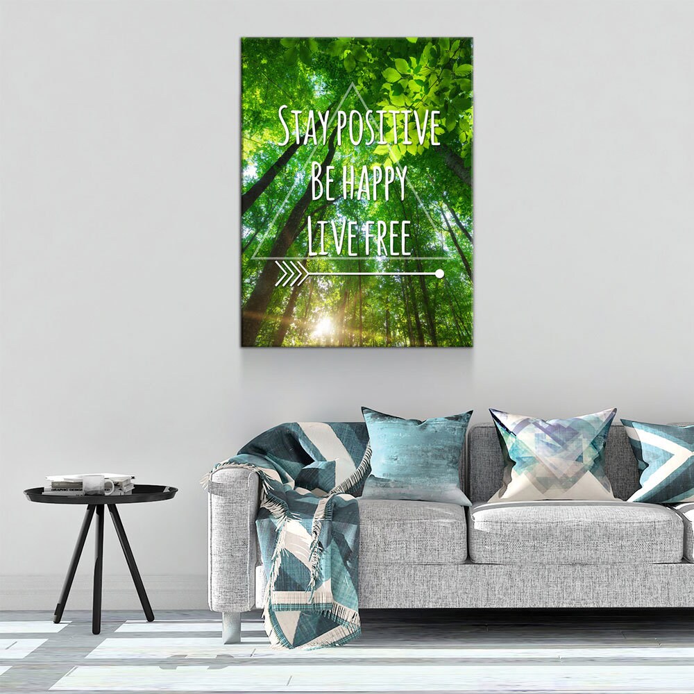 Stay Positive Be Happy Live Free Canvas Wall Art, Motivational Decor, Inspirational Decor, Office Decor, Dorm Room Decor