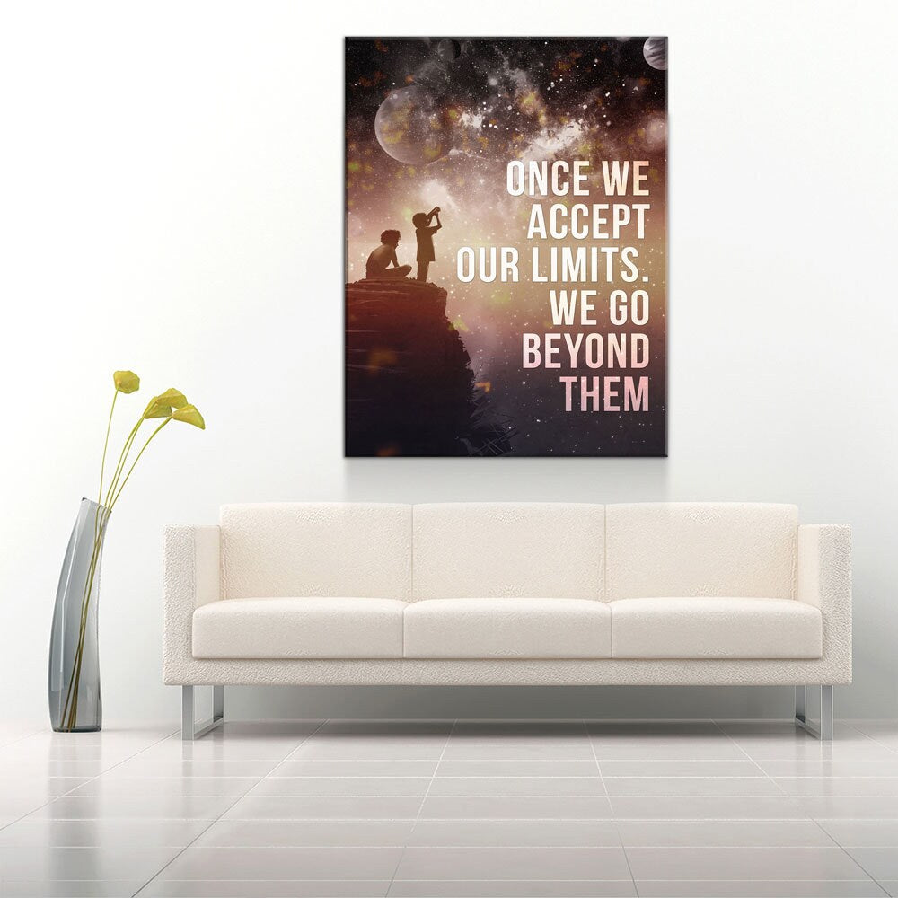Once We Accept Our Limits, We Go Beyond Them Canvas Wall Art, Motivational Decor, Inspirational Decor