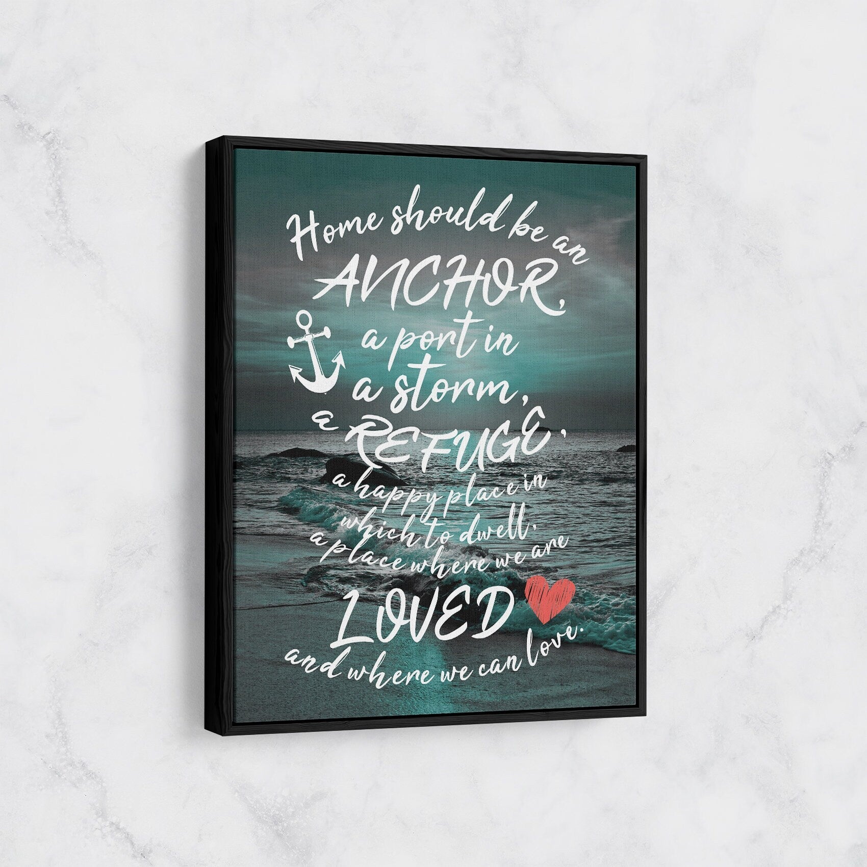 Home Should Be An Anchor Canvas Wall Art, Family Wall Art, Family Quotes, Family Decor, Wall Decor