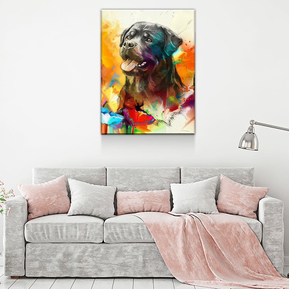 Rottweiler Canvas Wall Art, Abstract Rottweiler Print, Canvas Wall Decor, Home Office Dog Decor, Abstract Rottweiler 2