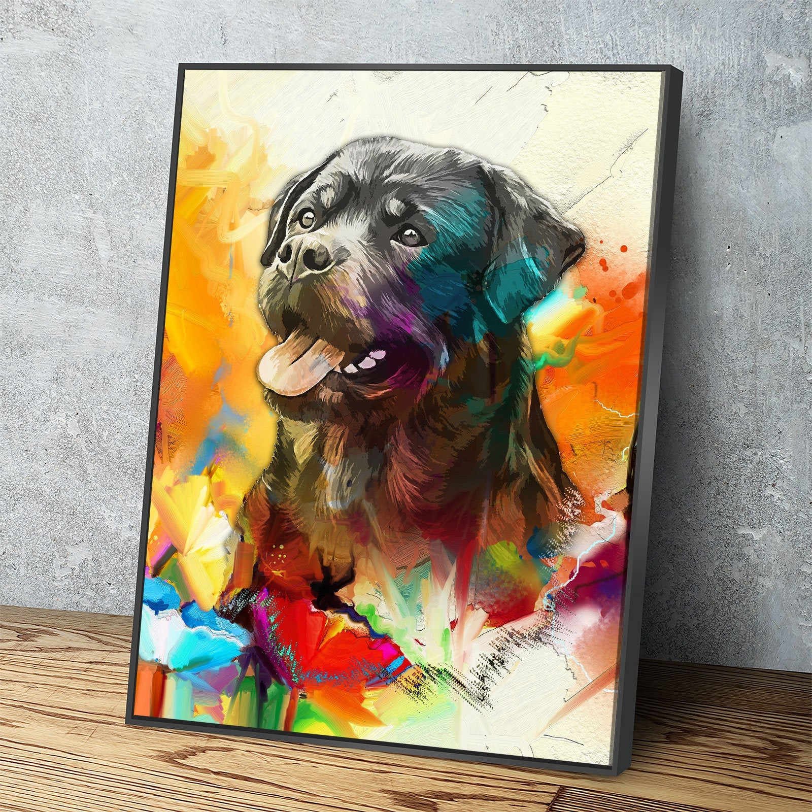 Rottweiler Canvas Wall Art, Abstract Rottweiler Print, Canvas Wall Decor, Home Office Dog Decor, Abstract Rottweiler 2
