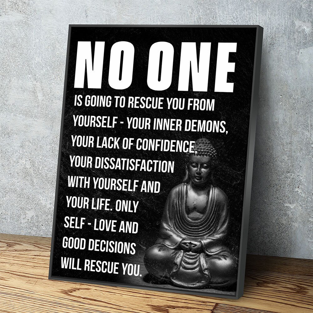 Buddha Canvas Wall Art, Inspirational Art, No One Is Going To Rescue You From Yourself, Buddha Quote