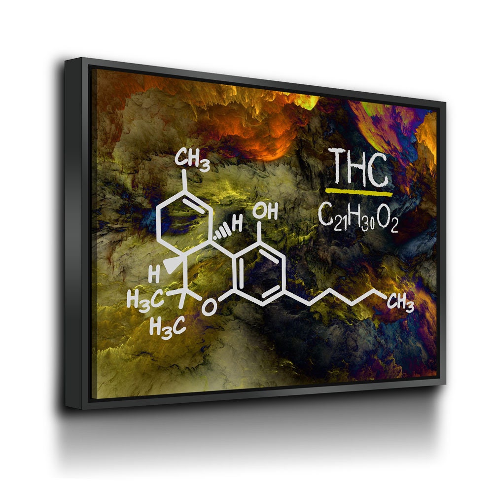 THC Structure Abstract Canvas Wall Art, Chemical Structural Formula Decor, Tetrahydrocannabinol Decor