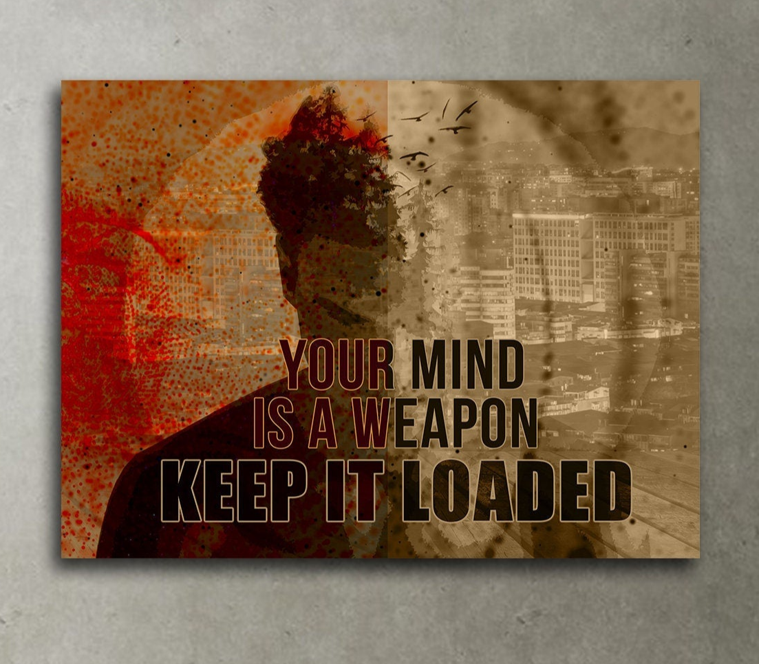 Your Mind Is A Weapon Keep It Loaded Motivational Canvas Wall Art, Motivational Wall Decor