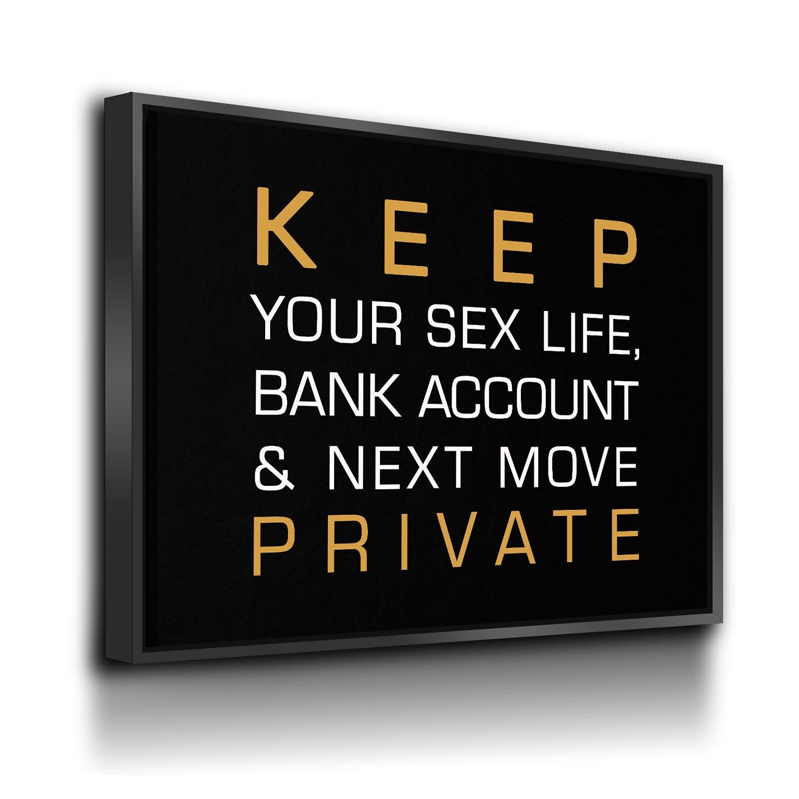 Keep Your Sex Life, Bank Account & Next Move Private Canvas Wall Art, Motivational Decor, Success Quotes, Office Decor