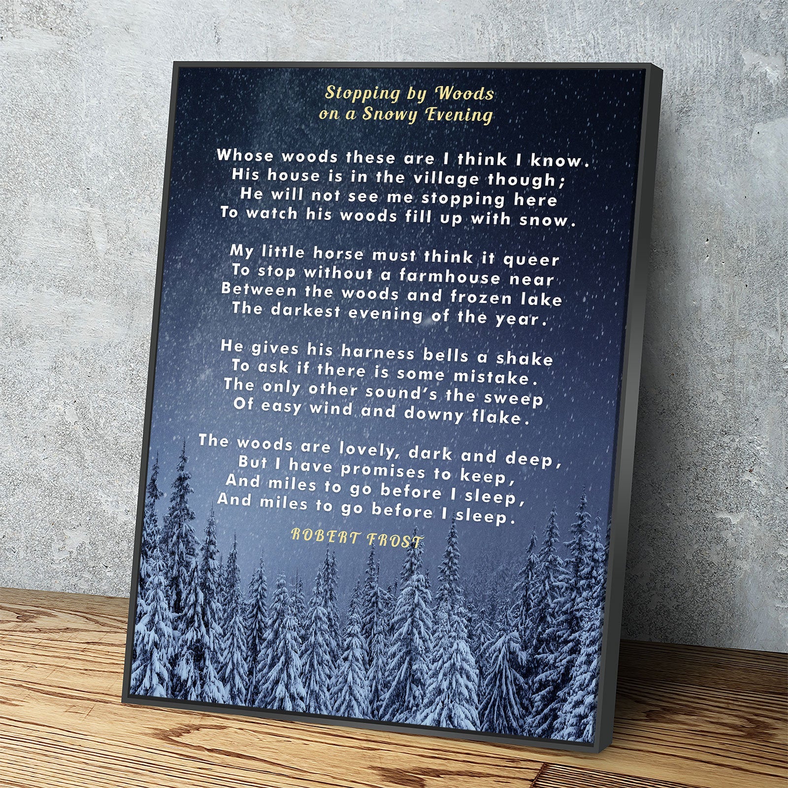 Stopping By Woods On a Snowy Evening Canvas Wall Art, Robert Frost Poem, 1922 Poem, New Hampshire Poetry Collection
