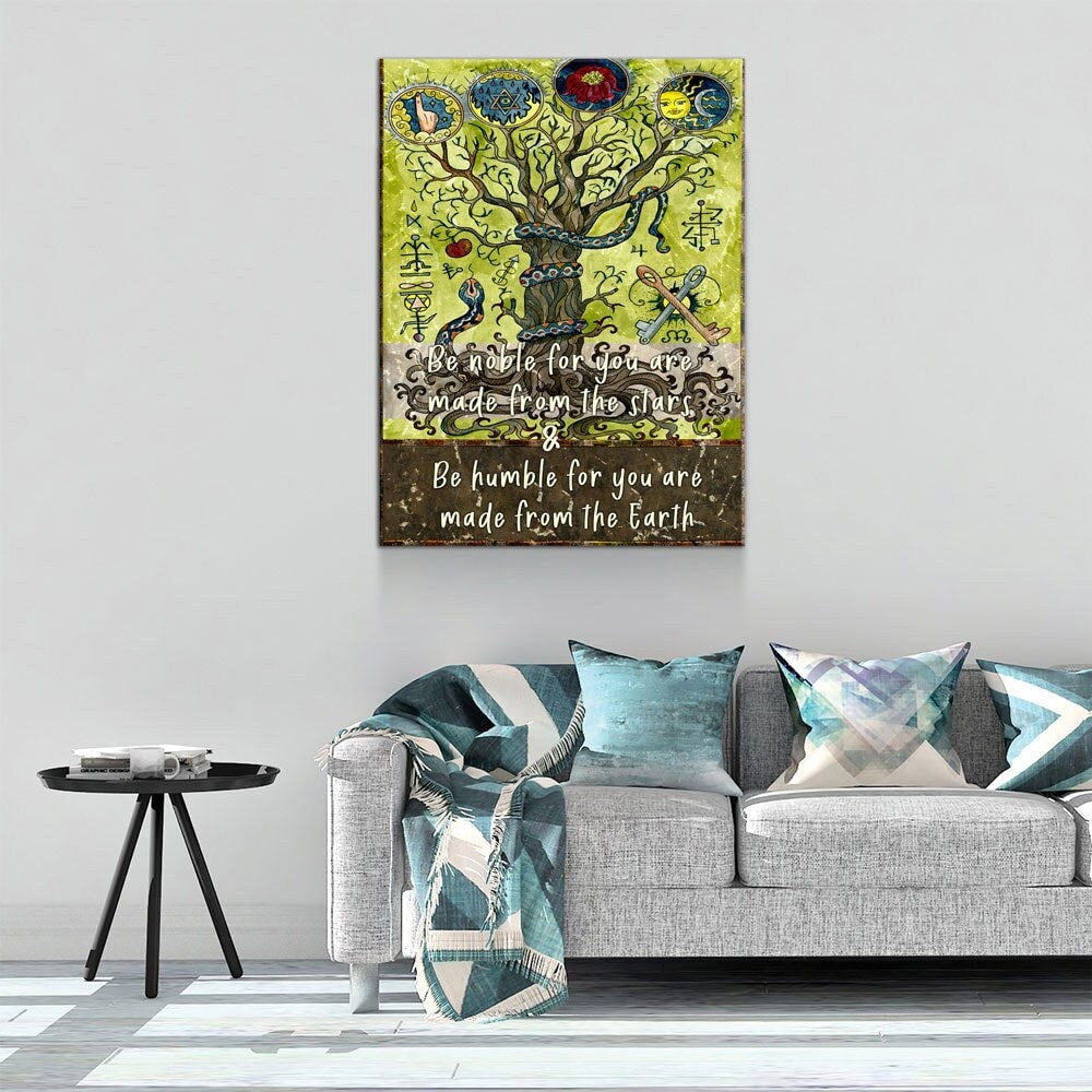 Be Noble For You Are Made From The Stars Canvas Wall Art, Wiccan Decor, Wiccan Art, Be Humble For You Are Made From The Earth