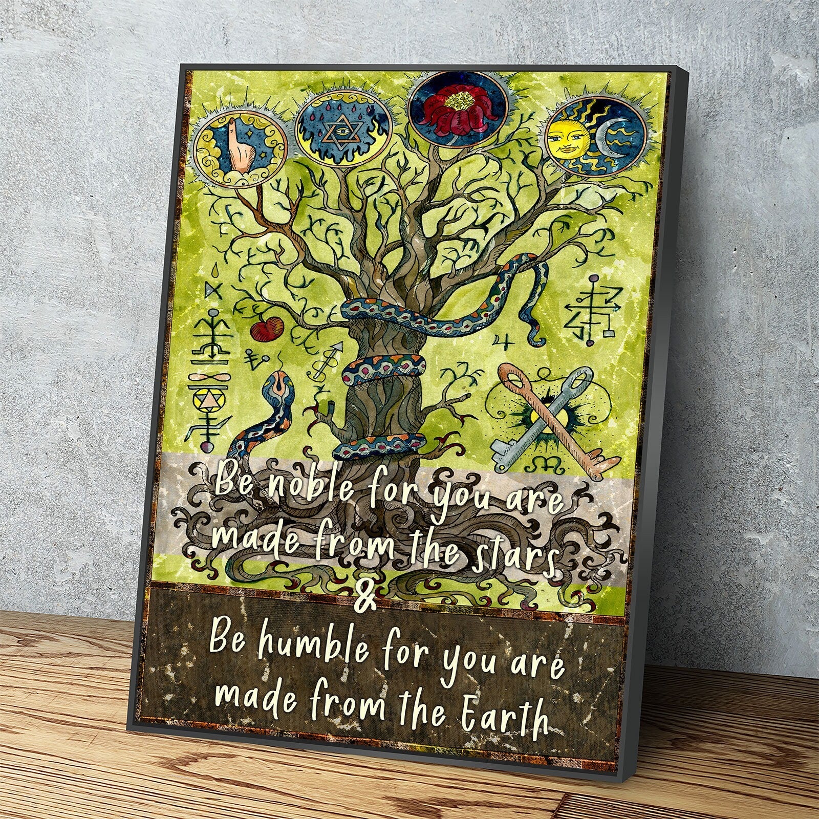 Be Noble For You Are Made From The Stars Canvas Wall Art, Wiccan Decor, Wiccan Art, Be Humble For You Are Made From The Earth