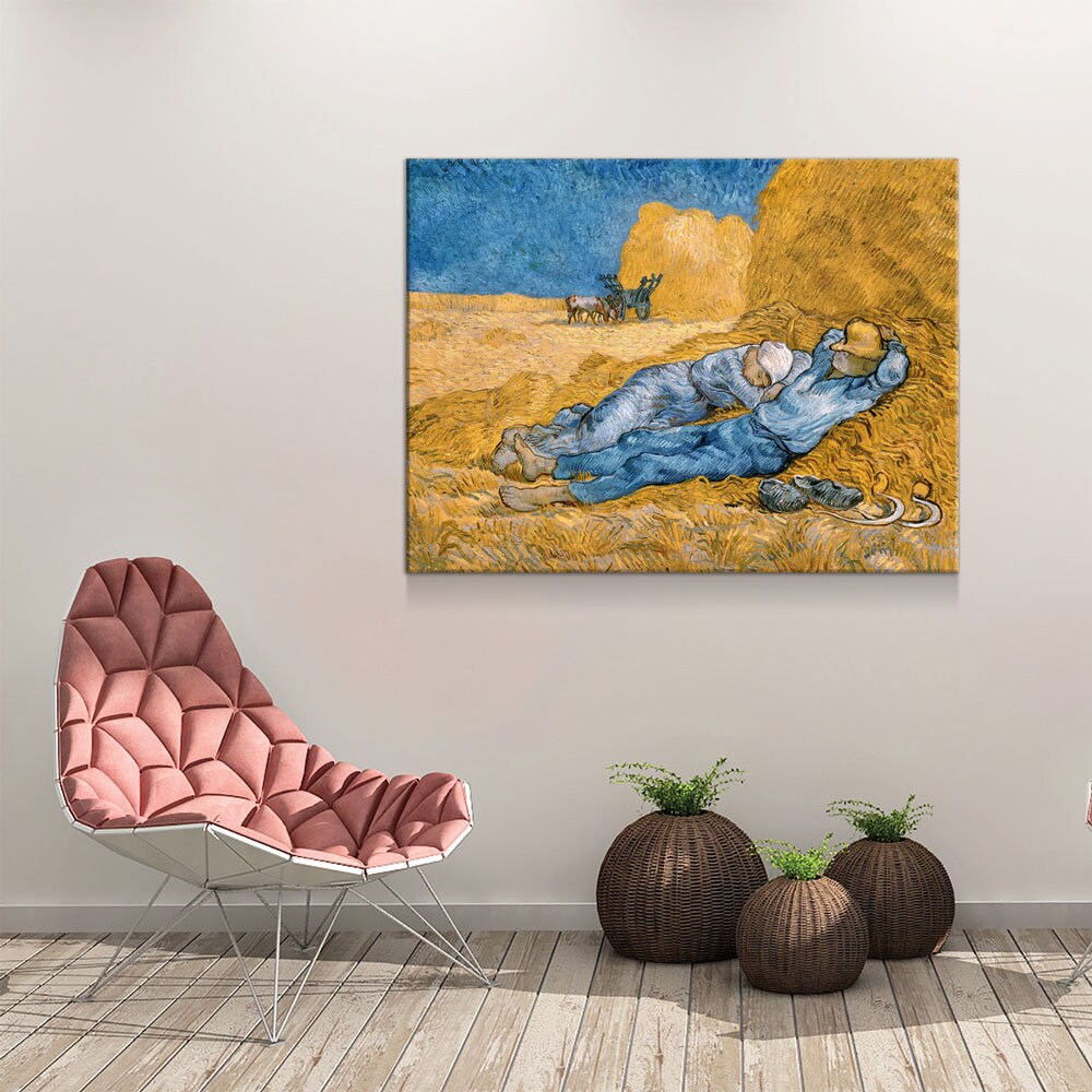 The Siesta Canvas Wall Art, Vintage Art, Vincent van Gogh's The Siesta (1890) Famous Painting Print Reproduction