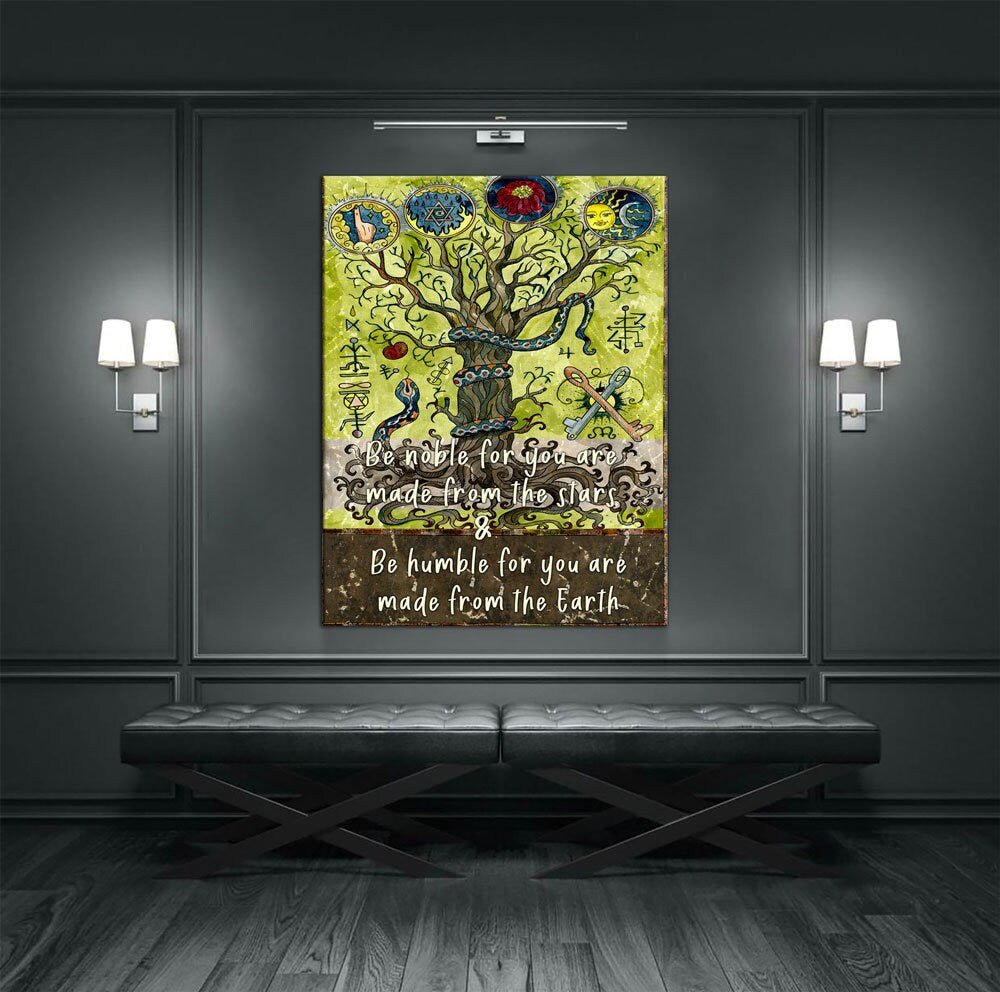 Be Noble For You Are Made From The Stars Canvas Wall Art, Wiccan Decor, Wiccan Art, Be Humble For You Are Made From The Earth