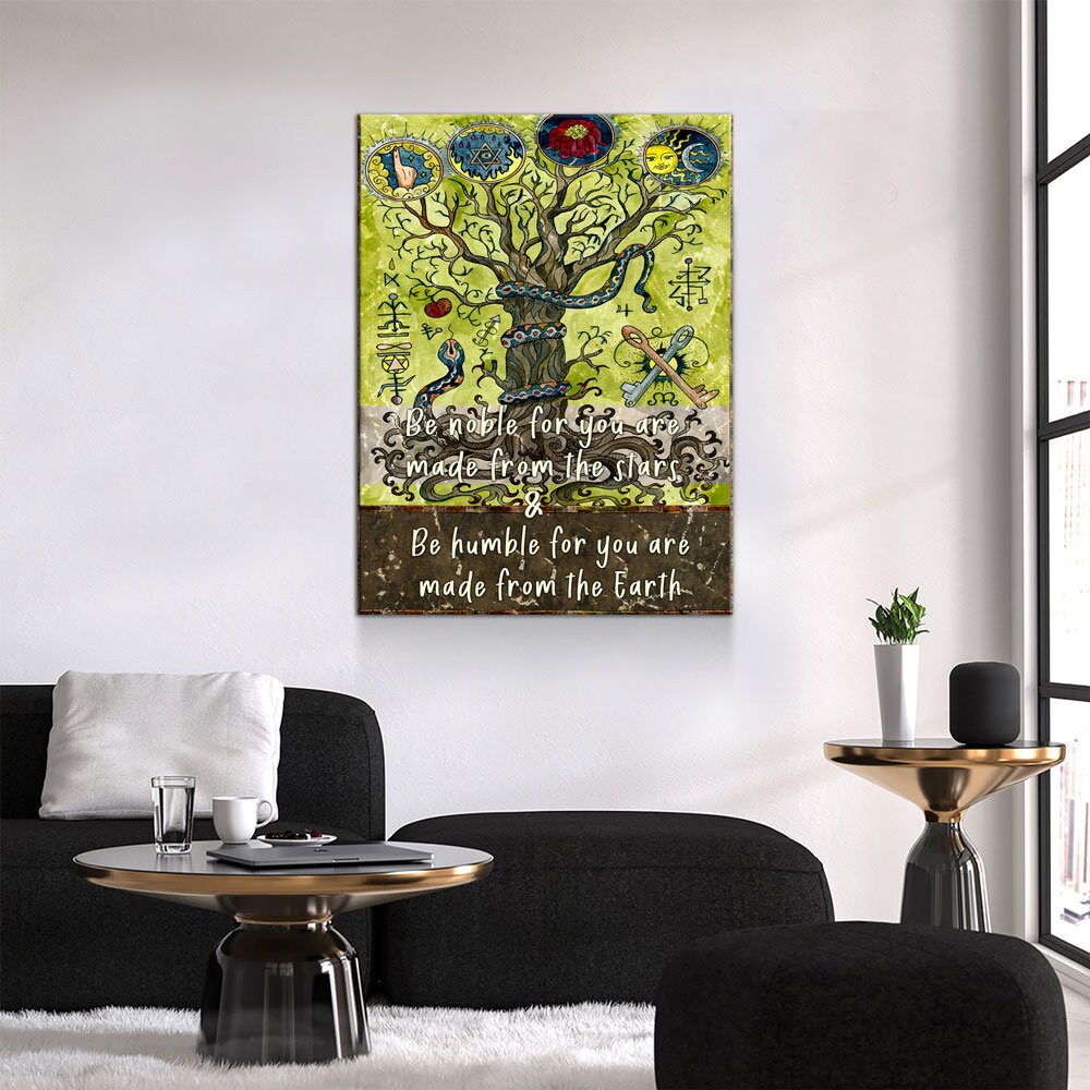 Be Noble For You Are Made From The Stars Canvas Wall Art, Wiccan Decor, Wiccan Art, Be Humble For You Are Made From The Earth