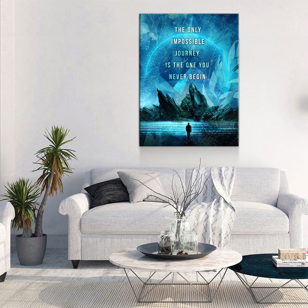 The Only Impossible Journey Canvas Wall Art, Motivational Wall Art, Inspirational Decor, Office Art, Home Office Decor