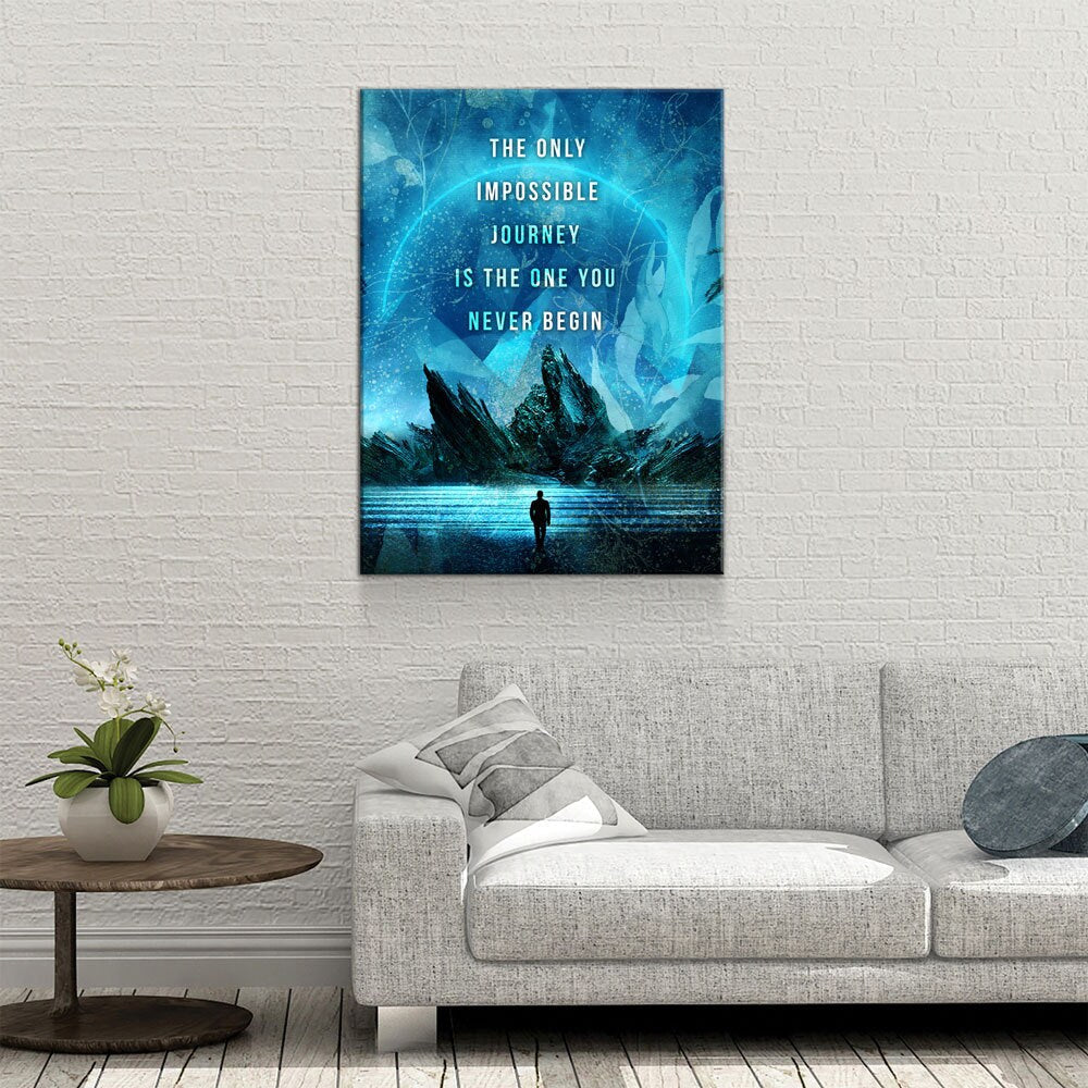 The Only Impossible Journey Canvas Wall Art, Motivational Wall Art, Inspirational Decor, Office Art, Home Office Decor