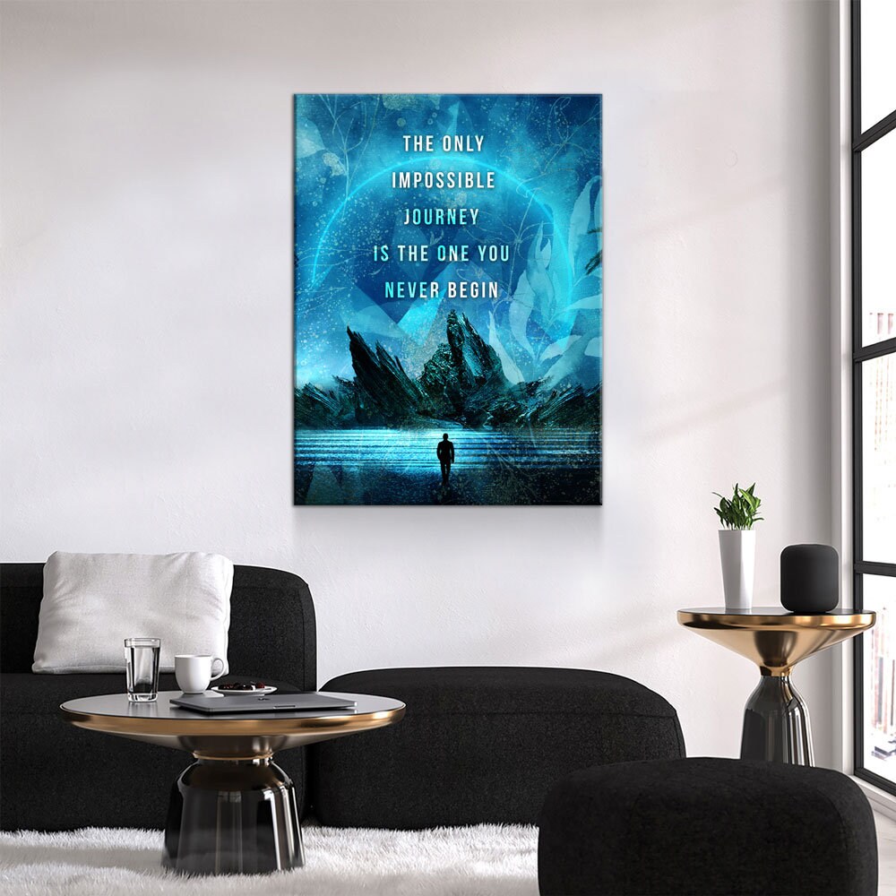 The Only Impossible Journey Canvas Wall Art, Motivational Wall Art, Inspirational Decor, Office Art, Home Office Decor
