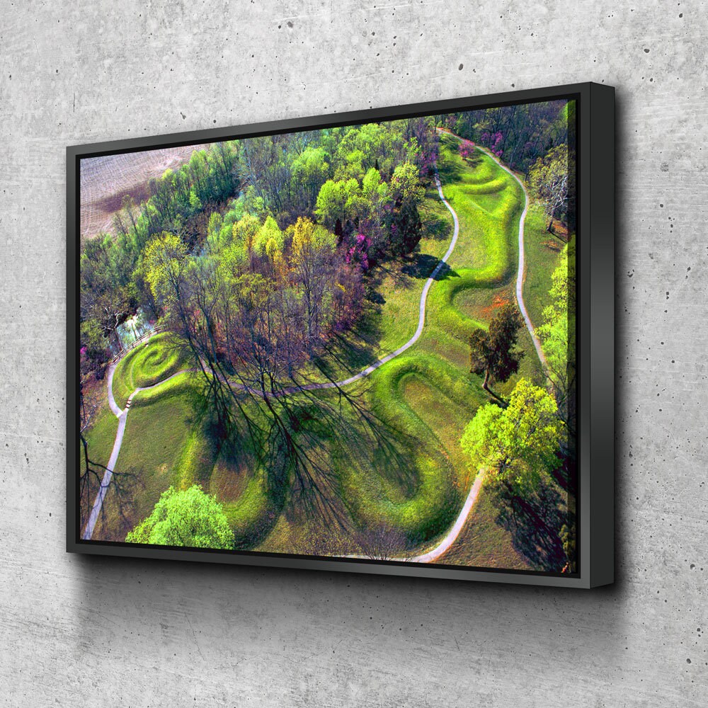 The Great Serpent Mound Canvas Wall Art, American Indian Decor, Ohio Earthworks Art, Adena Culture, Fort Ancient Culture