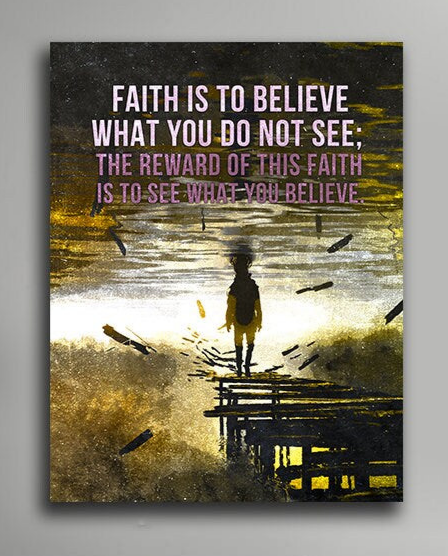 Saint Augustine Quote Faith Is To Believe Canvas Wall Art, Religious Quote, Bible, Church, Scripture Wall Art