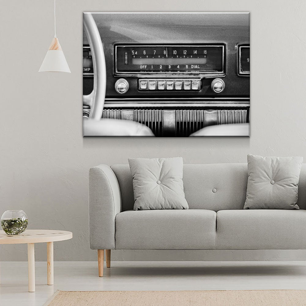 Retro Car Radio Canvas Wall Art, Vintage Car Radio, Old Cars Print, Vintage Car Print, Old Car Radio