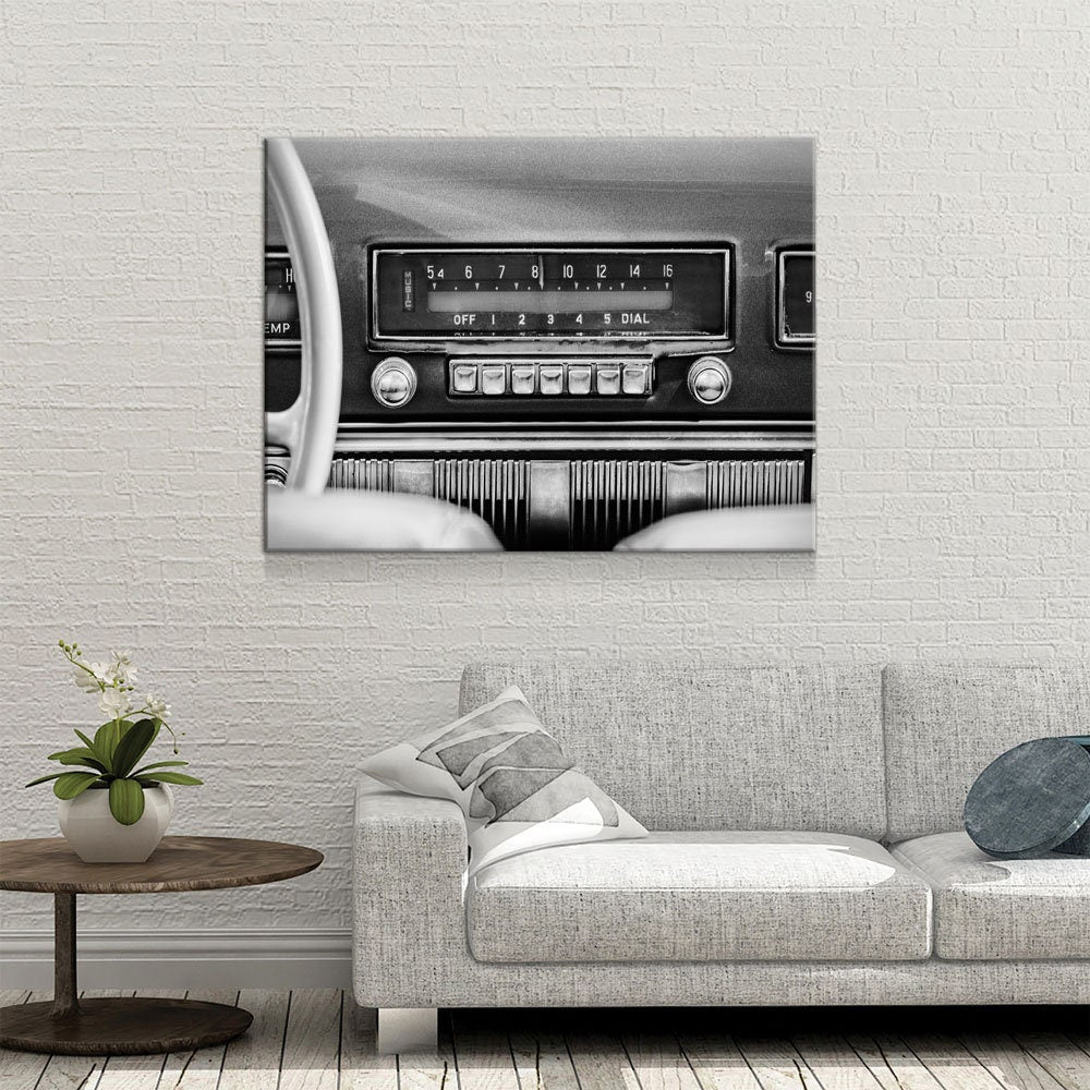 Retro Car Radio Canvas Wall Art, Vintage Car Radio, Old Cars Print, Vintage Car Print, Old Car Radio