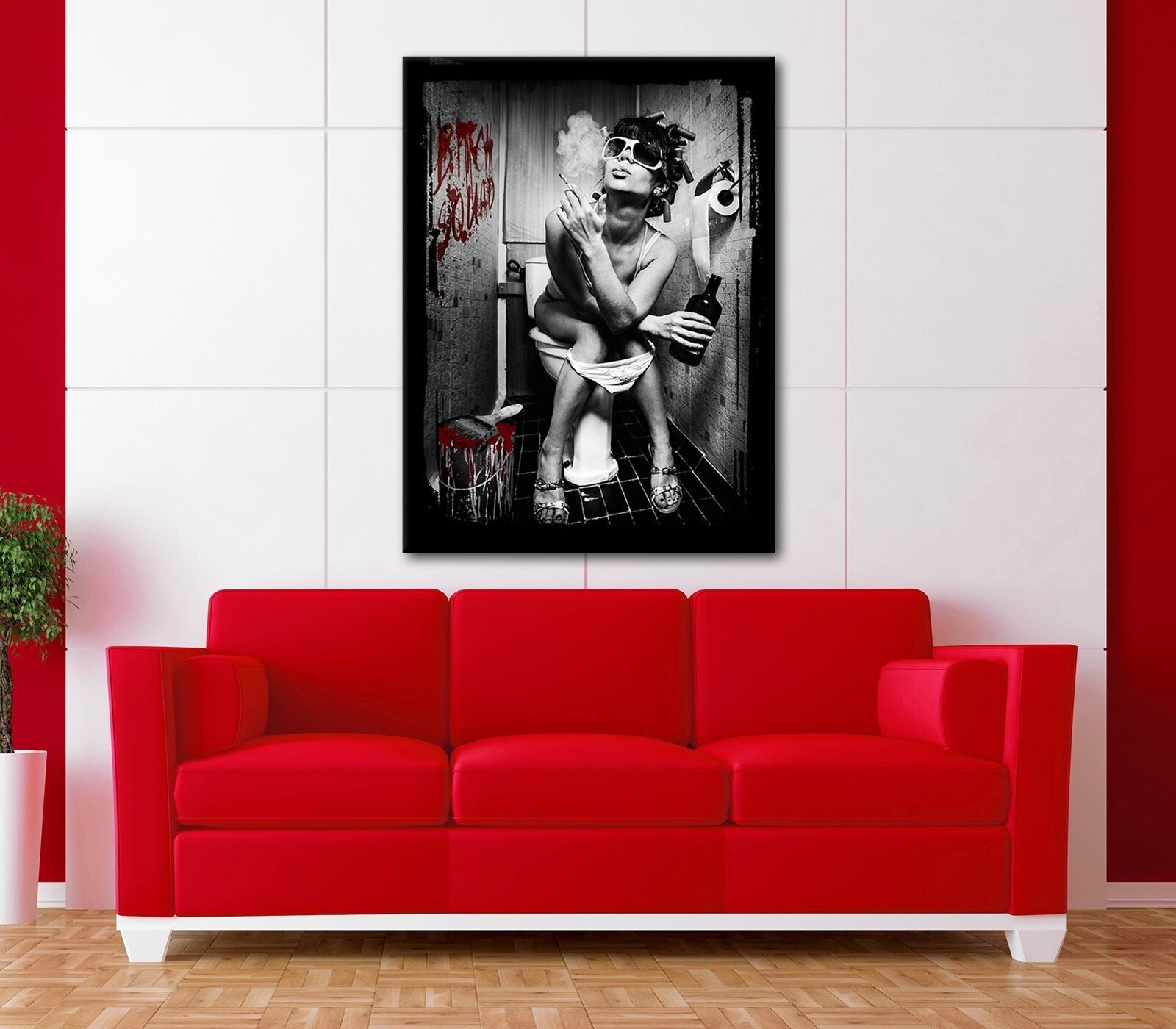 Bitch Squad Smokin Canvas Wall Art, Pop Art, Club Art, Pop Culture Art, Bitch Squad