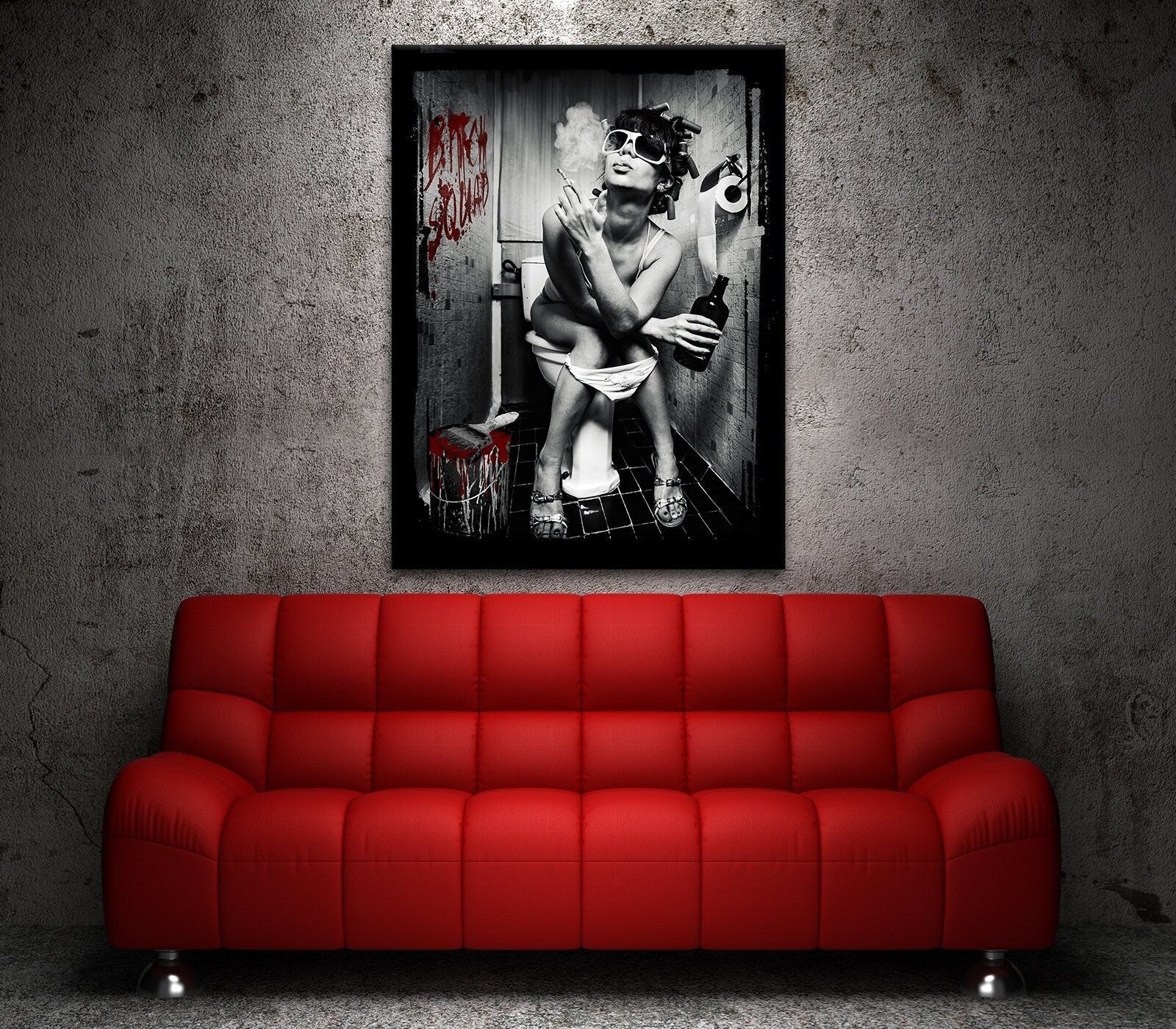 Bitch Squad Smokin Canvas Wall Art, Pop Art, Club Art, Pop Culture Art, Bitch Squad