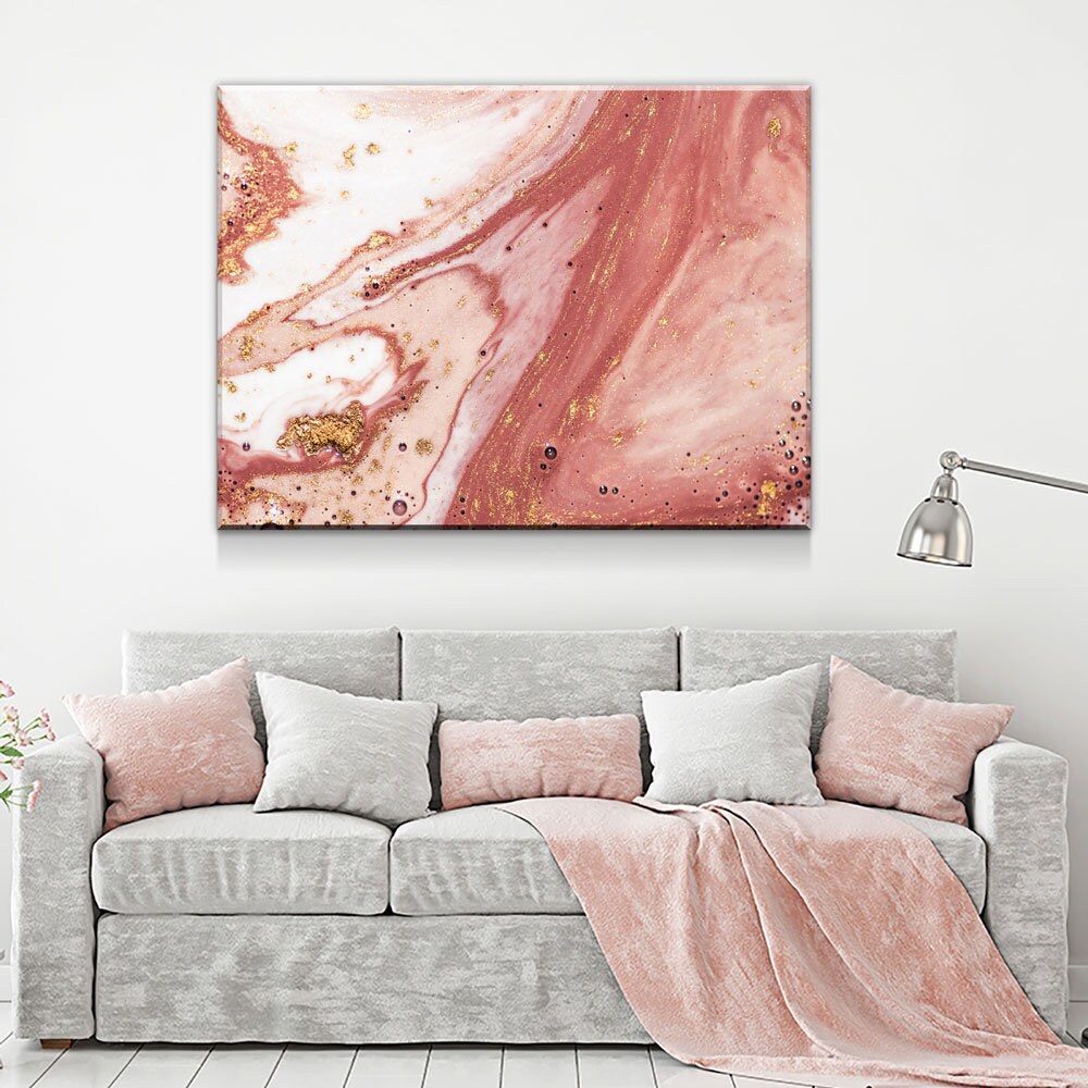 Wall Art Canvas Contemporary Rose Gold, Rose Gold Marble Canvas Wall Art, Modern Wall Decor, Large Marble Art, 1 Pc Or 3 Pc Wall Art Canvas