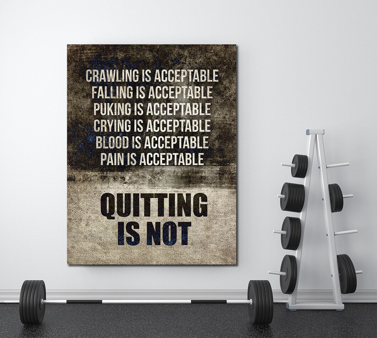 Quitting Is Not Motivational Canvas Wall Art, Motivational Decor, Weightlifting, Workout Motivation Decor, Gym Decor