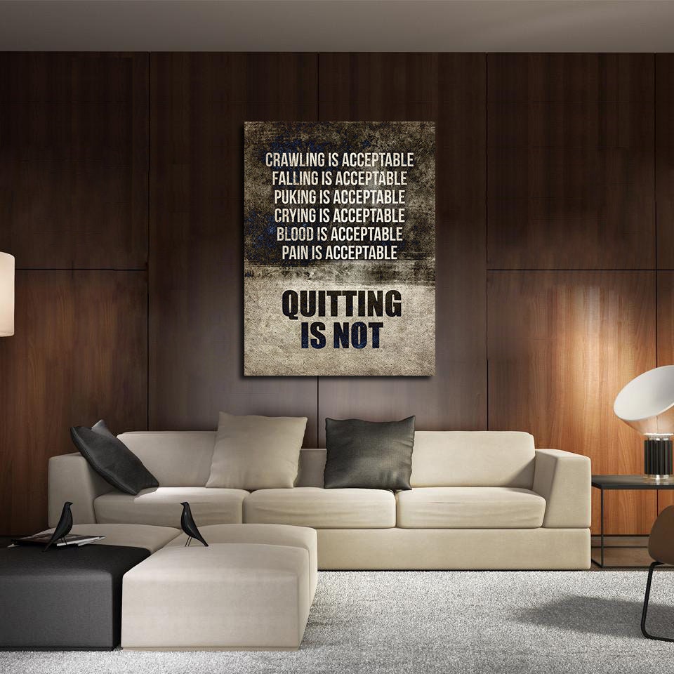 Quitting Is Not Motivational Canvas Wall Art, Motivational Decor, Weightlifting, Workout Motivation Decor, Gym Decor