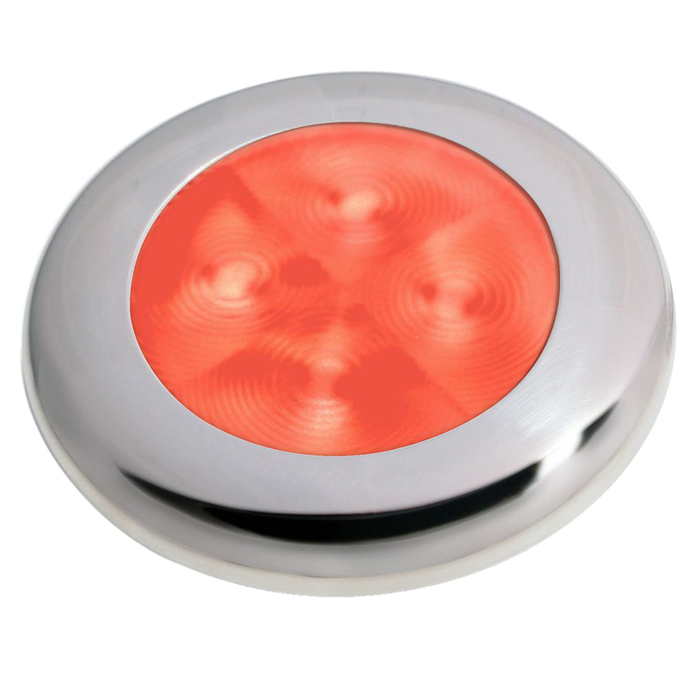 Hella Marine Slim Line LED Enhanced Brightness Round Courtesy Lamp - Red LED - Stainless Steel Bezel - 12V