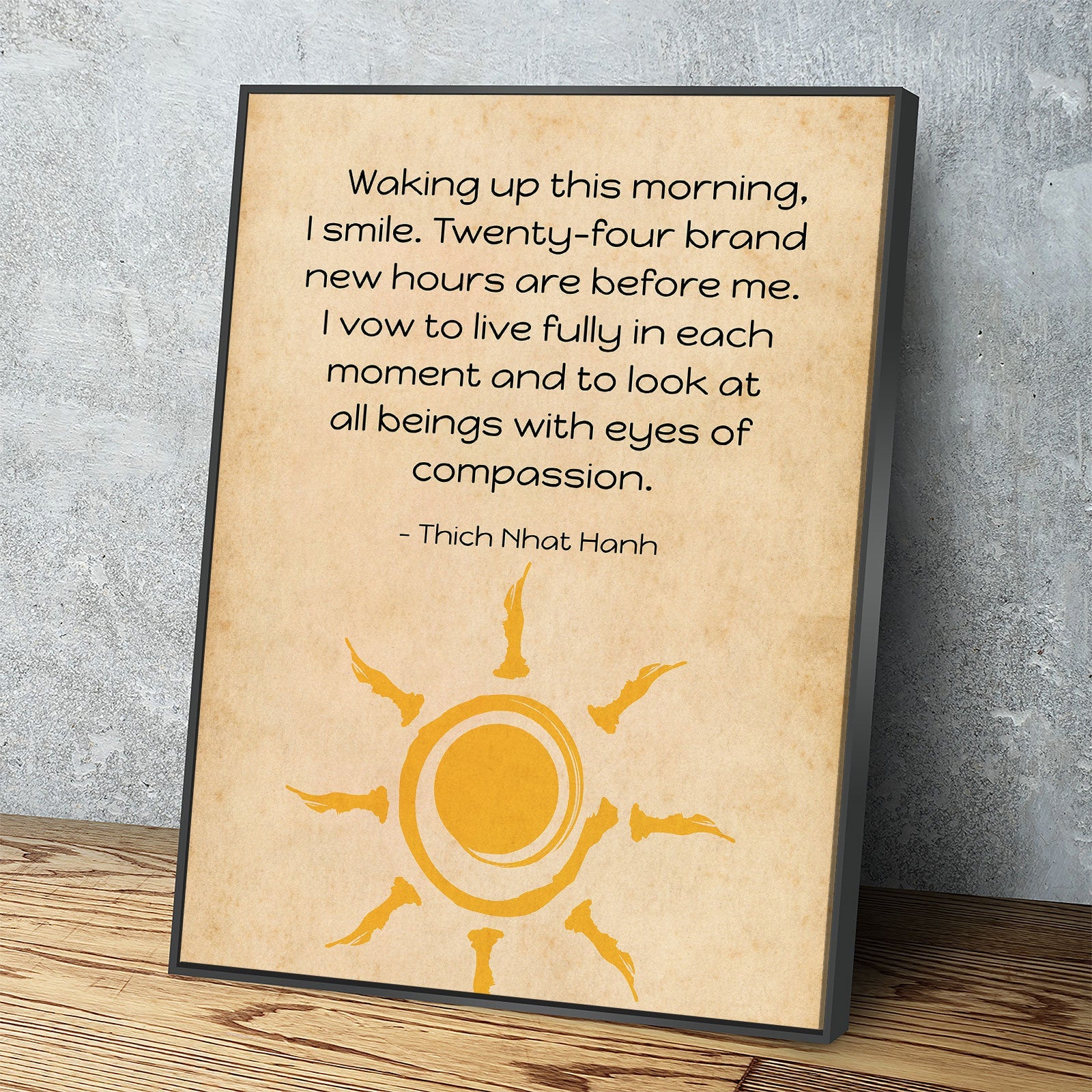 Waking Up This Morning I Smile Canvas Wall Art, Thich Nhat Hanh Quote, Meditation Wall Art, Motivational Quote, Spiritual Wall Decor, Zen