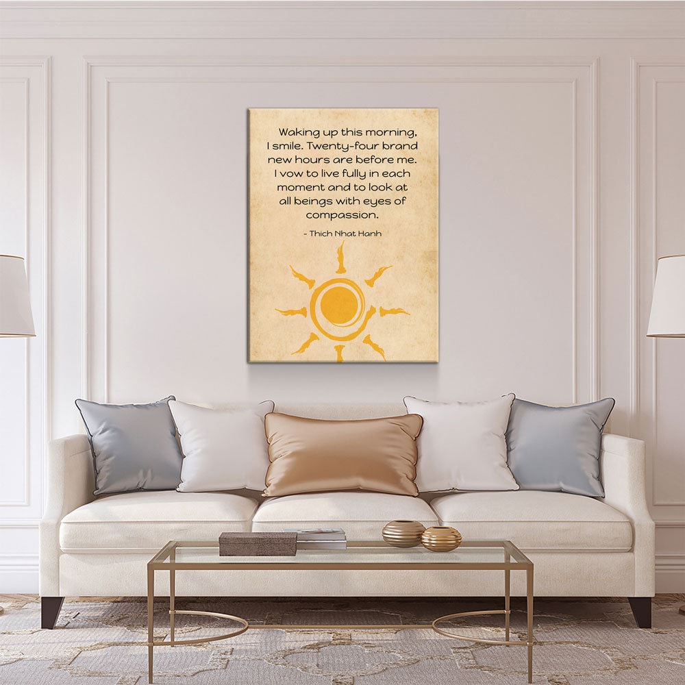 Waking Up This Morning I Smile Canvas Wall Art, Thich Nhat Hanh Quote, Meditation Wall Art, Motivational Quote, Spiritual Wall Decor, Zen