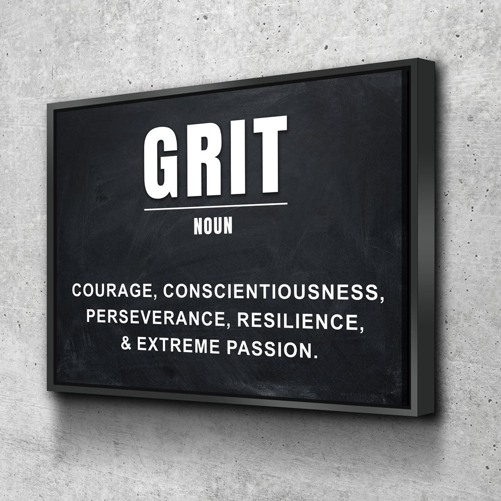 Grit Wall Art Canvas, Grit Noun, Motivational Artwork for Office Home Decor, Gym Decor, Entrepreneur Art, Inspirational Quote, Grit Quote