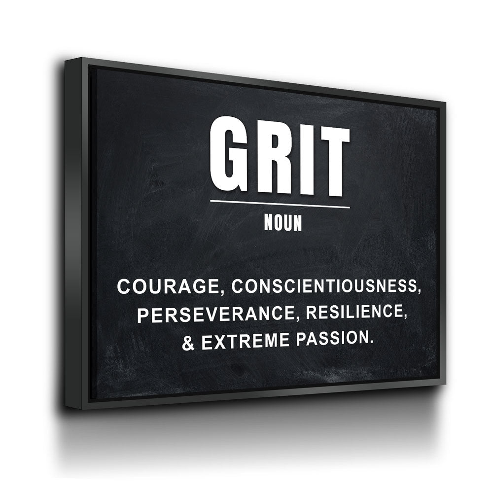 Grit Wall Art Canvas, Grit Noun, Motivational Artwork for Office Home Decor, Gym Decor, Entrepreneur Art, Inspirational Quote, Grit Quote
