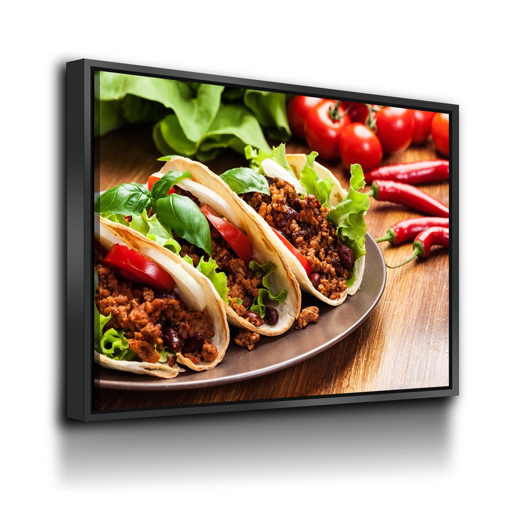 Tacos Canvas Wall Art, Taco Restaurant Decor, Mexican Restaurant Decor, Spicy Taco Print, Taqueria Decor, Tex-Mex Art