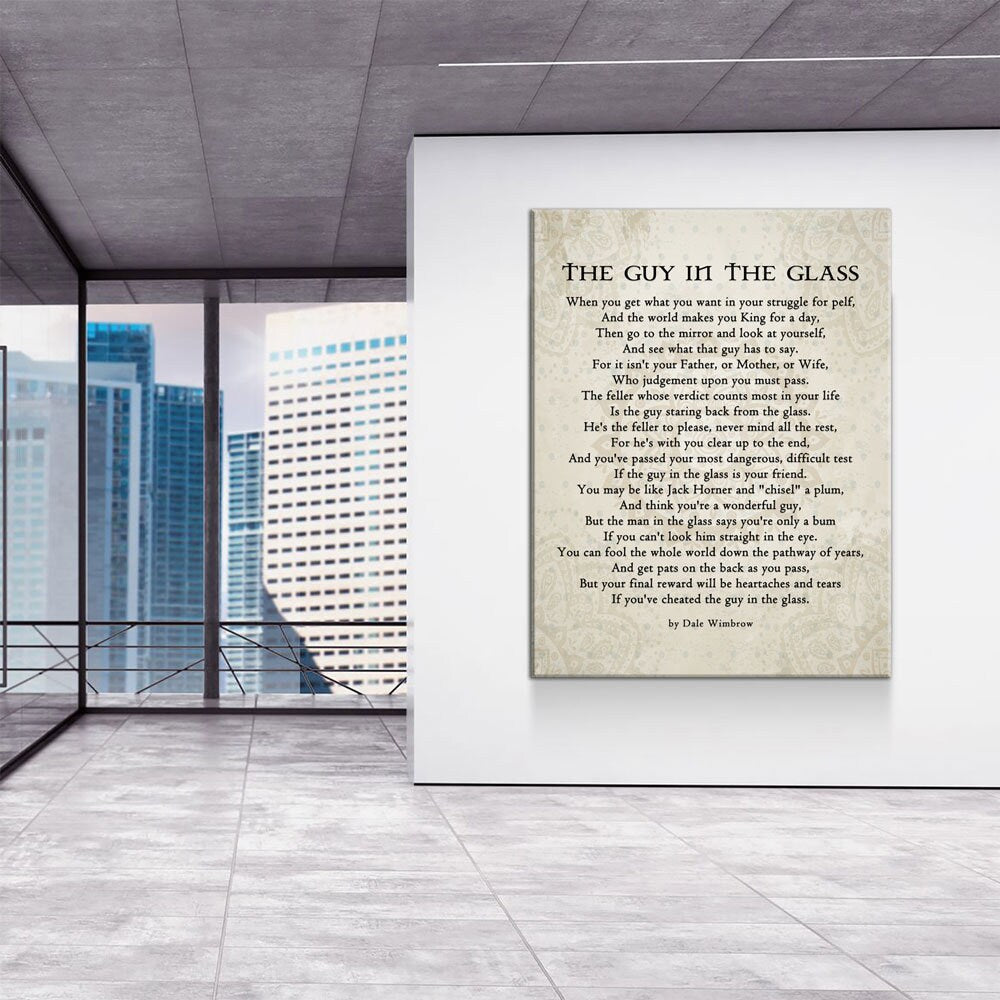 The Guy in the Glass Canvas Wall Art, 1934 Poem by Dale Wimbrow, Graduation Gift, Graduation Idea, Office Decor