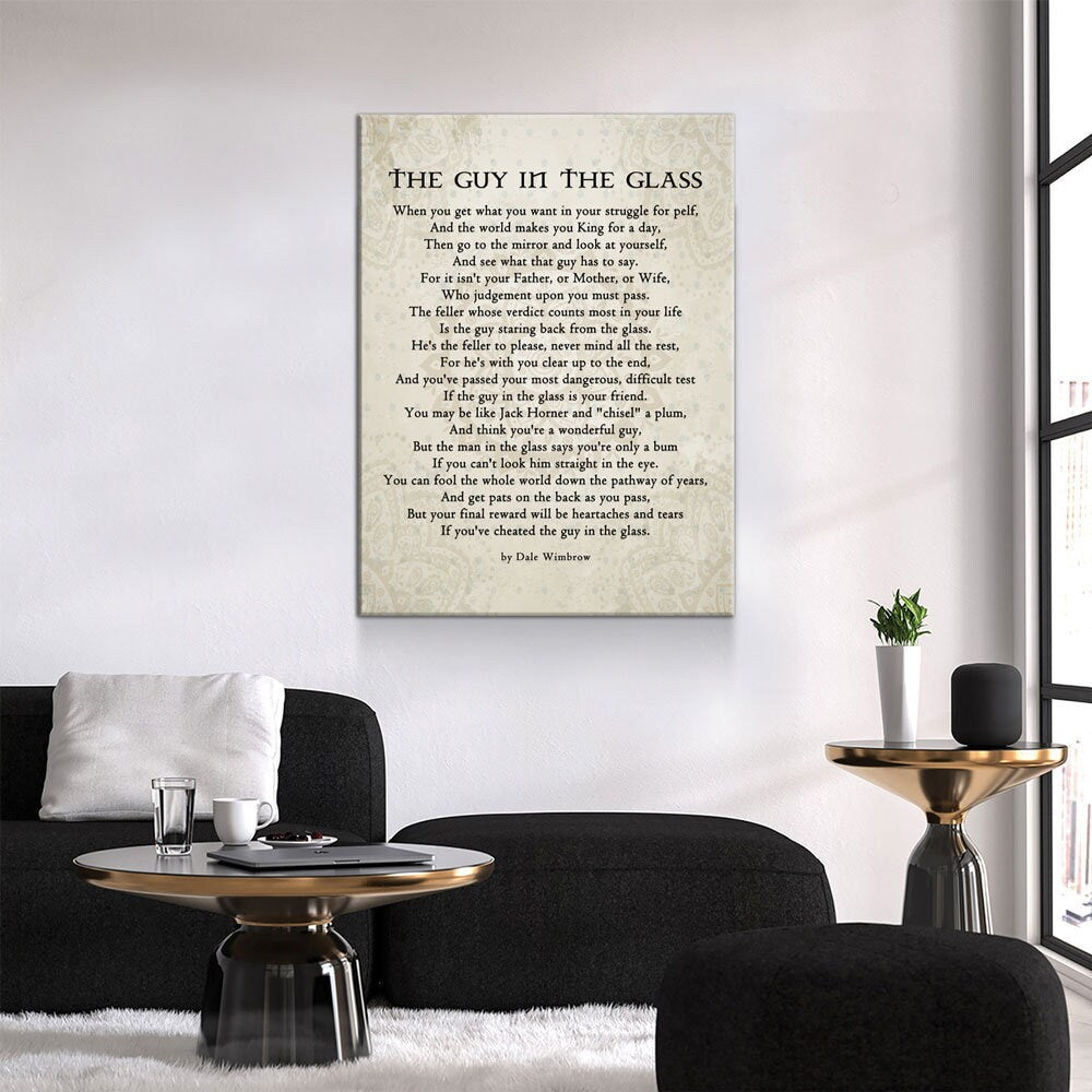 The Guy in the Glass Canvas Wall Art, 1934 Poem by Dale Wimbrow, Graduation Gift, Graduation Idea, Office Decor