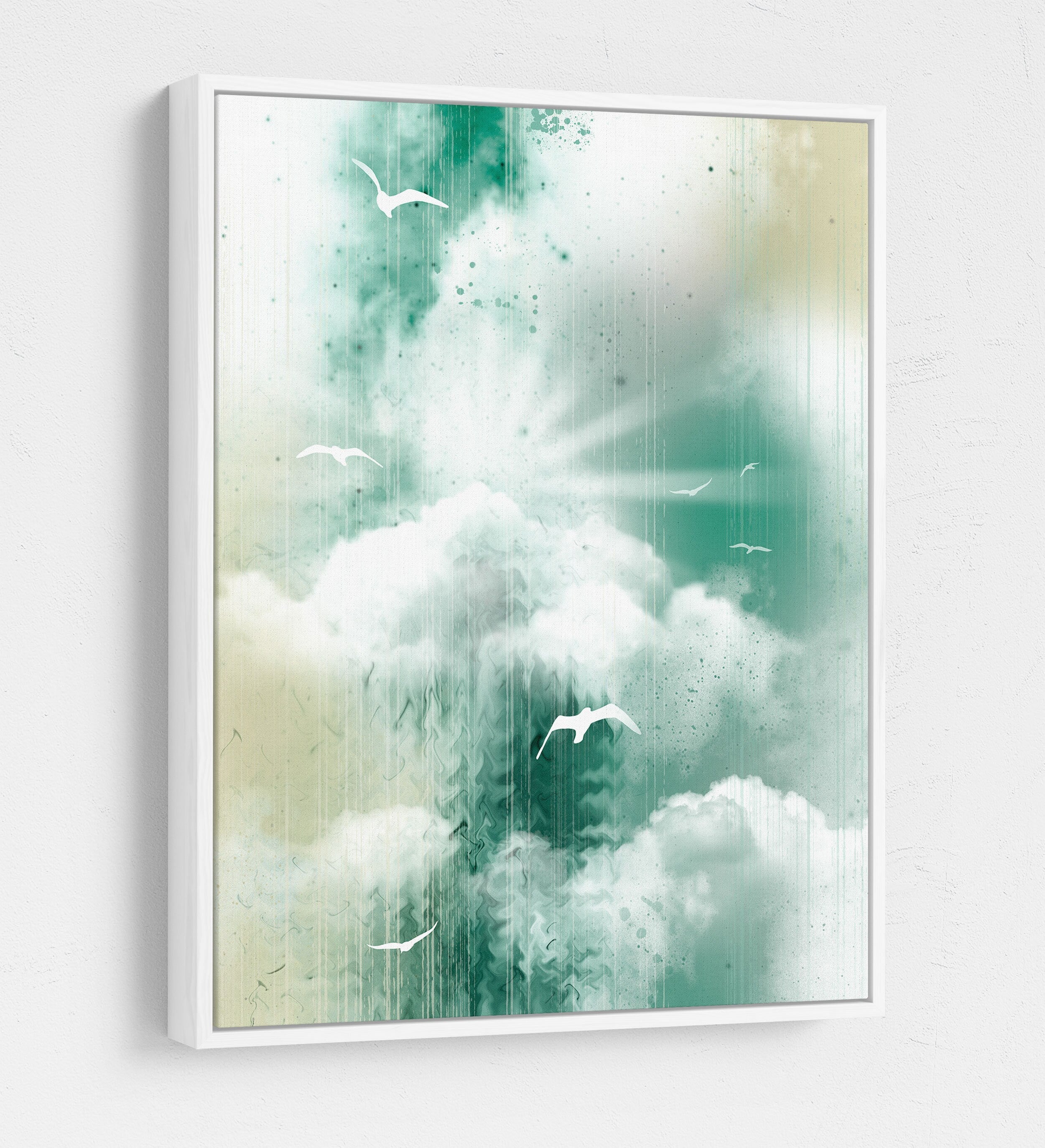 Morning Glory Canvas Wall Art, Inspirational Decor, Coastal Design, Abstract Landscape, Sea, Clouds and Seagulls