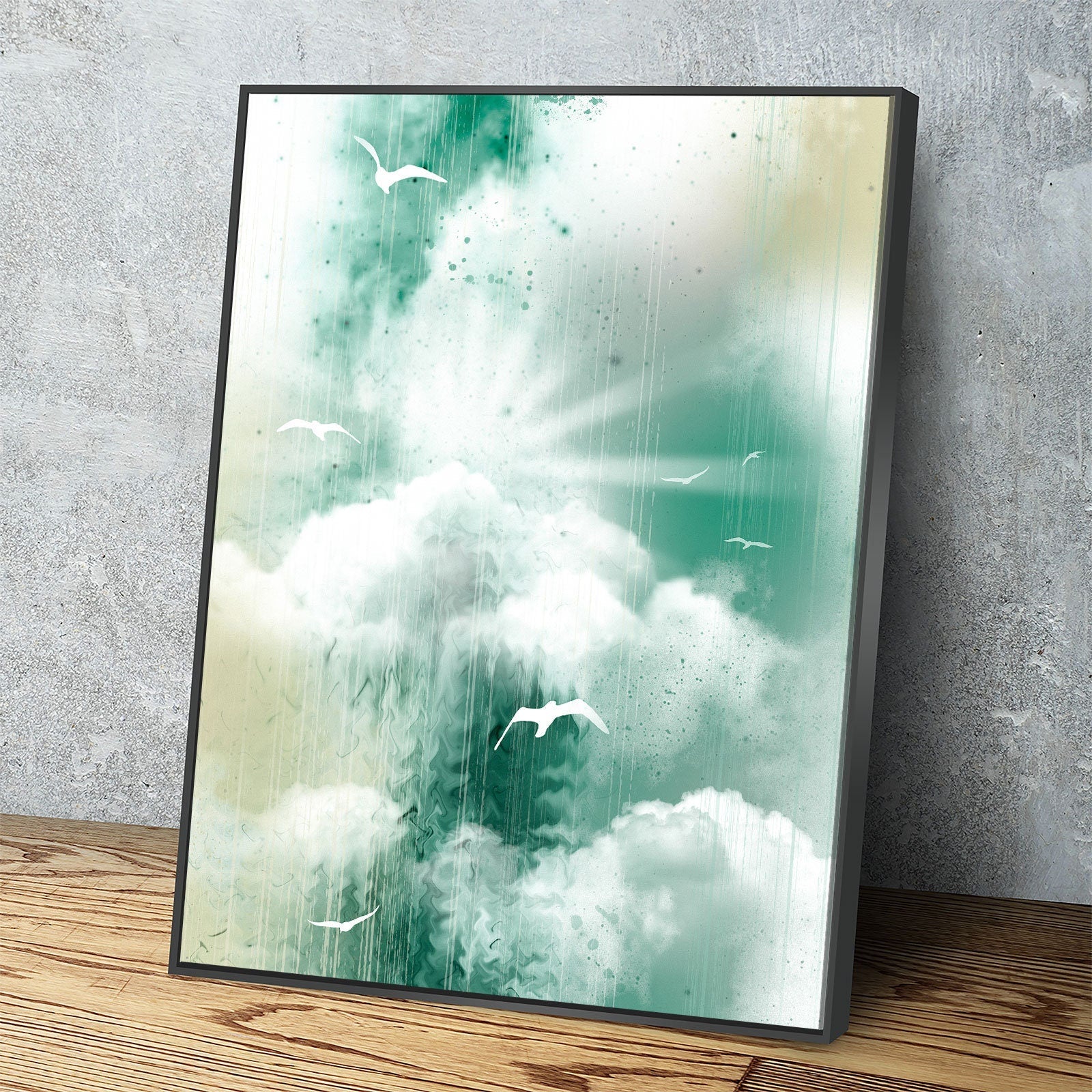 Morning Glory Canvas Wall Art, Inspirational Decor, Coastal Design, Abstract Landscape, Sea, Clouds and Seagulls