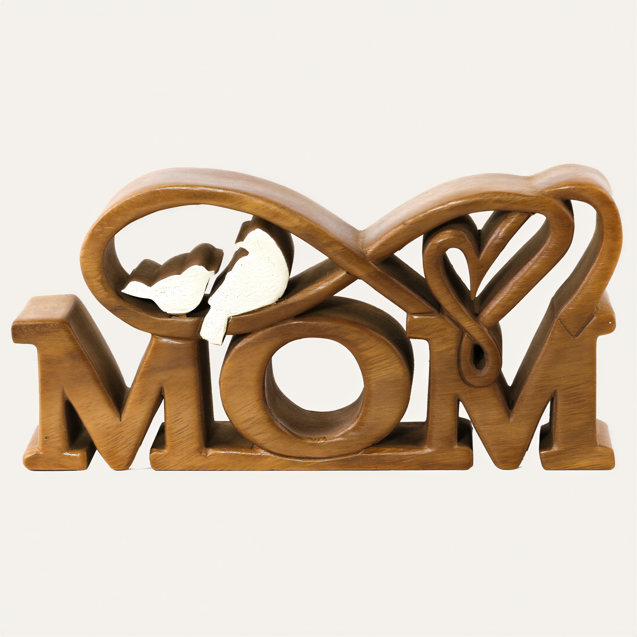 Wooden Mom Sculpture – Handmade Wooden Sign | Rustic Acacia Wood Decor Gift